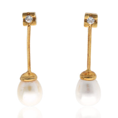 Pendientes "Grapado" oro 1ª ley 18K con perlas cultivadas