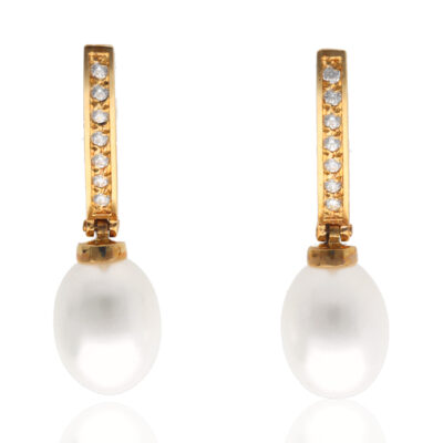 Pendientes "Miratas" oro 1ª ley 18K con perlas cultivadas