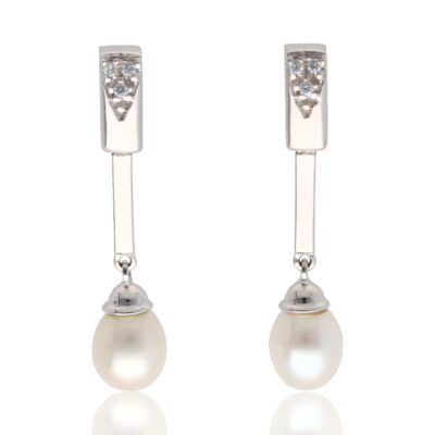 Pendientes "Cleobare" oro blanco 1ª ley 18K con perlas cultivadas