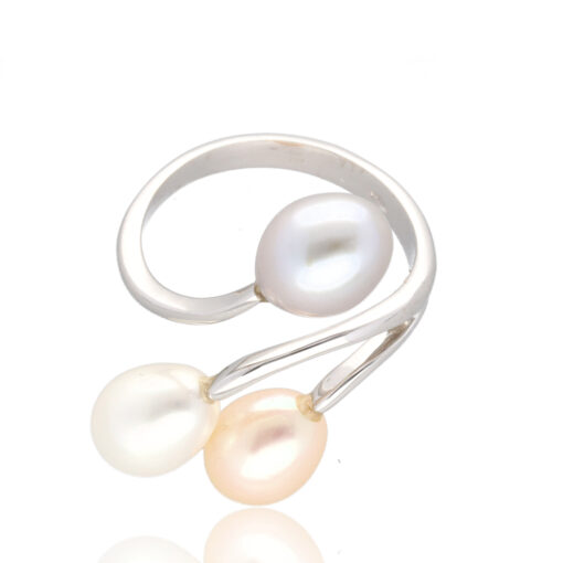 Anillo "Bundar" oro blanco 1ª ley 18K con perlas