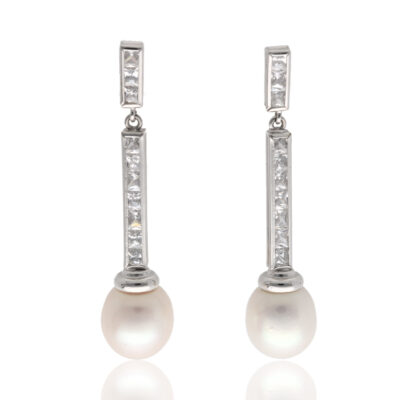 Pendientes "Faneci" oro blanco 1ª ley 18K con perlas cultivadas