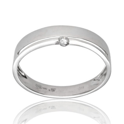 Anillo "Zuyal" oro blanco 1ª ley 18K con diamante