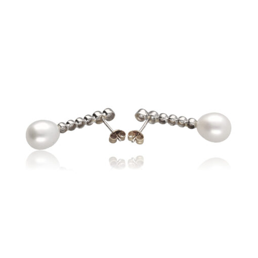 Pendientes "Hetifon" oro blanco 1ª ley 18K con perlas cultivadas
