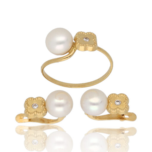 Conjunto "Estullo" oro 1ª ley 18K con perlas cultivadas