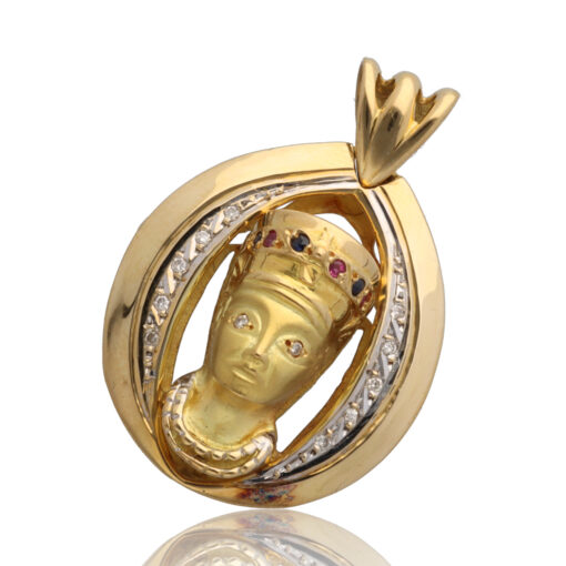 Colgante "Luneo" oro 1ª ley 18K con diamantes,rubis y zafiros