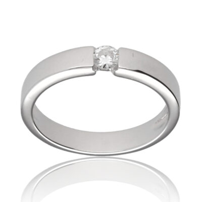 Anillo "Zeila" oro blanco 1ª ley 18K con diamante