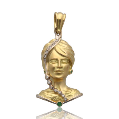 Colgante "Gairin" oro 1ª ley 18K con diamantes y esmeralda