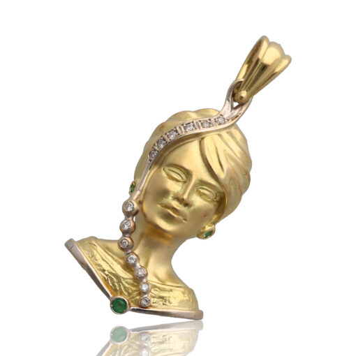 Colgante "Gairin" oro 1ª ley 18K con diamantes y esmeralda