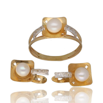 Conjunto "Nendar" oro 1ª ley 18K con perlas cultivadas