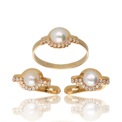 Conjunto "Frusna" oro 1ª ley 18K con perlas culticadas